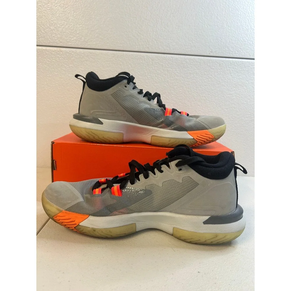 Jordan Zion 1 Carbon Green Light Smoke Grey Orange Mens Size 11 #2547